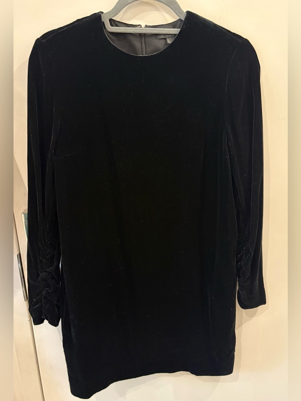 COS Black Velvet Long Sleeve Shift Dress